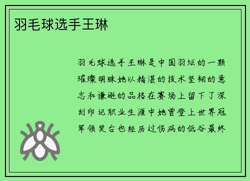 羽毛球选手王琳